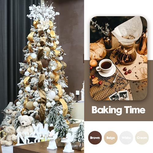 Sea Team 32-Pack Flocked Velvet Christmas Ball Ornaments, Brown - Image 2
