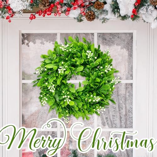 6 Pcs Christmas Boxwood Wreath Artificial 10 Inch Green Leaves for Front Door Cabinets Wreath Indoor Outdoor Wall Decor Christmas Wall Home Kitchen Decoration - Image 6