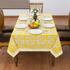 Home Spun & Crafts 72x108 Inches Rectangle Hand Block Print Tablecloth, 100% Cotton, Yellow Floral Table Cloths Washable, Traditional Indian for Dining Outdoor Thanksgiving Halloween Christmas - Image 4