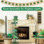 43.8" Lighted Wooden St. Patrick's Day Porch Sign Leprechaun Hat Shamrock Irish Train Standing Signs With Base For Indoor Outdoor Yard Decor - Image 6