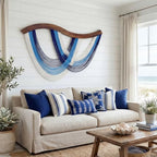 Navy Blue Macrame Wall Hanging Dip Dyed Yarn Wall Art, Modern Boho Decor - Image 4