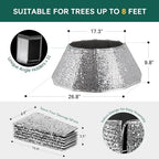 HarcoHome Dazzling Christmas Tree Collar - 26" Sequined Stand Base Cover, Foldable Ring & Handmade Skirt for Xmas Tree Decoration (Silver, Diamond) - Image 6