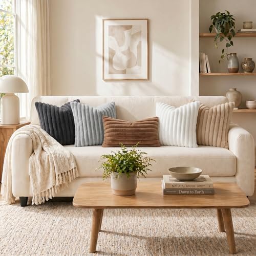 Pallene Faux Fur Decorative Throw Pillow Covers 24x24 Set of 2, White - Image 5