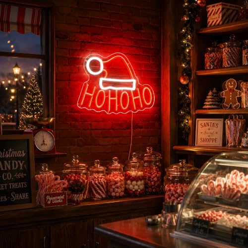 HOHOHO Christmas Neon Sign LED Wall Decor with Santa Hat for Holiday Home - Image 7