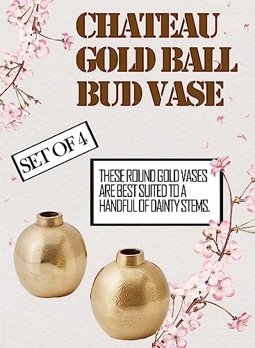 Serene Spaces Living Gold Floral Ball Bud Vases, Small Decorative Flower Vases for Wedding Centerpieces, Party Tables, Dining, Coffee Table & Fall Home Decor, 3.5" Tall x 3" Diameter, Set of 24 - Image 6