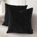 FIFU 22x22 Inch Throw Pillow Covers Set of 2, Jacquard Velvet, Black by FIFU