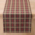 Solino Home 100% Pure Linen Table Runner Brown, Hunter's Plaid 14 x 90 in by SolinoHome