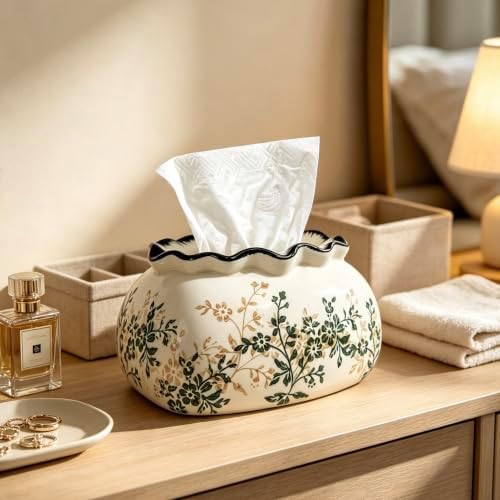 Ceramic Tissue Holder Box Wavy Edge Styling Holder - Image 2