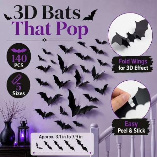 Gilprop Halloween Stair Party Decoration for Wall Mantel Fireplace, Purple - Image 3
