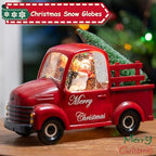 Snowman Christmas Snow Globes Red Truck Carrying Christmas Tree Water Lantern, 8 Christmas Music, Holiday Decorations Gifts for Family, Children or Friends - Image 5