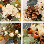 22 Inch Fall Hydrangea Wreaths for Front Door, Artificial Autumn Wreath with White Hydrangea, Eucalyptus, Berries, Pine Cones, Rustic Farmhouse Harvest Thanksgiving Wreath Indoor Outdoor Decor - Image 3