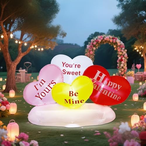 yofit 6 FT Long Valentine's Day Inflatable Hearts, LED Lights Hearts Cloud Happy Valentine Blow up Decorations, Valentine Romantic Holiday Decor for Indoor Outdoor Anniversary Wedding Party - Image 5