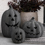 Halloween Decor - Black Handmade Terracotta Jack O Lantern Pumpkin by ORIENTALCHERRY