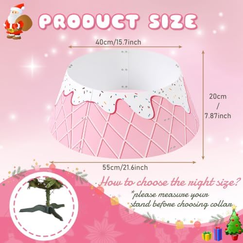 Metal Christmas Tree Collar 24 Inch Pink Christmas Tree Stand Base Cover - Image 2