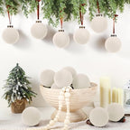 Liliful 15 Pcs Velvet Christmas Balls Bulk Flocked Christmas Tree Ball Ornaments Plastic Xmas Decorative Hanging Ornaments(Creamy White,3.15 Inch) - Image 5