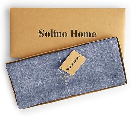 Solino Home 100% Pure Linen Table Runner Chambray Indigo, Athena 14 x 72 in - Image 5