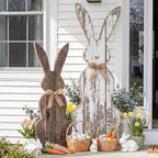 Weysat 2 Pcs 23.6/31.5" H Easter Bunny Welcome Porch Sign Wooden Bunny Standings Porch Decor Large Easter Outdoor Sign Farmhouse Rabbit for Yard Front Door Indoor Outdoor Kitchen Garden by Weysat