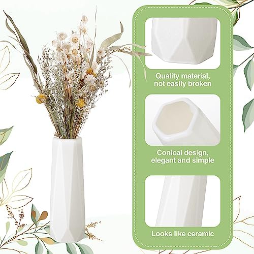 Didaey 10 Pack Composite Plastic Flower Vases Bulk White Small Boho Floral Vases for Dried Flower Bouquet Pampas Grass Centerpieces Fall Wedding Party Living Room Decor(Classic) - Image 3