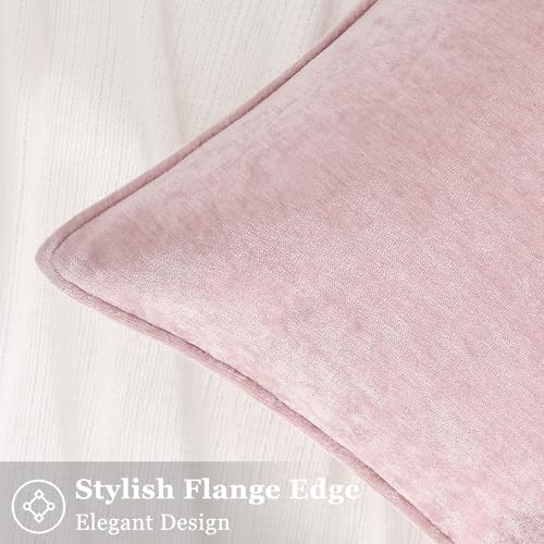 decorUhome Chenille Blush Pink Velvet Throw Pillow Covers 26x26 Set of 2 - Image 3