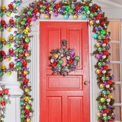 2 Pcs 6 ft Christmas Ball Ornament Garland, Colorful - Image 3