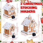 Riceshoot 3 Pcs Christmas Gingerbread House Stocking Holders,Warm Brown - Image 2