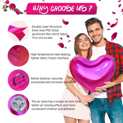 23.6in Inflatable Mirror Ball,PVC Hanging Shiny Inflatable Heart Ball Decoration for Valentine's Day Engagement Wedding Anniversary Romantic Party Yard (1 Piece,Without Air Pump) - Image 3
