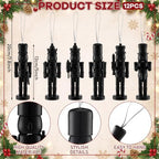 Amyhill 12 Pcs Black Christmas Nutcracker Ornaments, Wooden Vintage - Image 2