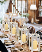 Huquary 16Pcs Wooden Wedding Lantern Centerpiece Rustic Wood Lantern, White - Image 3
