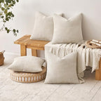 MIULEE Soft Decorative Chenille Pillow Covers Cream 16x16 Pack of 4 - Image 4