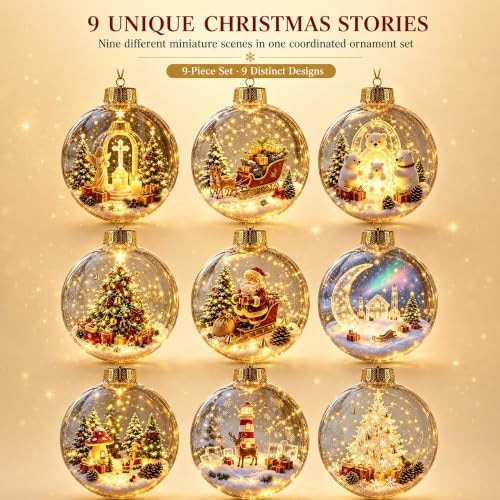 Glowing Christmas Story Ornaments, 9-Piece Light Up Mini Scene Set (Set C) - Image 2
