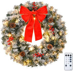VINGLI 36" Artificial Pre Lit Christmas Wreath with 100 LED Lights by VINGLI
