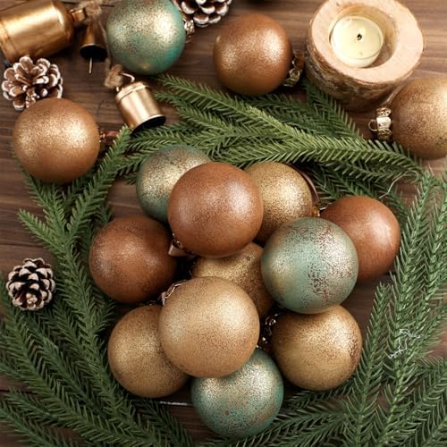 24 Pcs Neutral Christmas Ornament 2.36'' Textured Tree Decor,Aged - Image 2