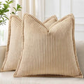 decorUhome Fall Corduroy Light Brown Throw Pillow Covers 26x26 Set of 2 by decorUhome