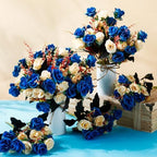 Hotop 12 Pcs Artificial Flowers Centerpiece for Tables 13 in, Dark Blue - Image 6
