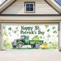 St. Patrick’s Day Garage Door Banner 7x16FT, Green Truck & Shamrocks Garage Door Cover, Festive Outdoor Decoration for St. Patrick’s Day Parties and Yard by ANNAQUEEN