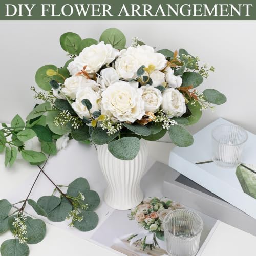 12 Bundles Ivory White Peonies Artificial Flowers for Centerpieces - Image 4