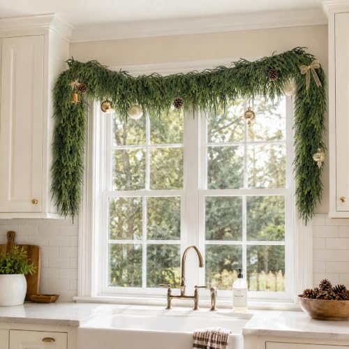 Christmas Norfolk Pine Garland Deluxe Real Touch for Mantle Deocr - Image 4