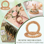 Ferrochef Boho Woven Rattan Napkin Rings, Natural, 50 Pcs - Image 6