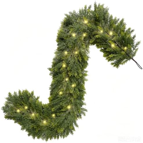 HipTree 6FT Real Touch Lighted Christmas Cedar Garland with Lights String - Image 2