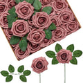 InnoGear Artificial Flowers, 50 Pcs Dusty Pink Foam Fake Roses Bulk with Stems for Decoration DIY Wedding Bouquets Centerpieces Bridal Shower Party Christmas Tree by InnoGear