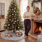 48 Inches Striped Christmas Tree Skirt Vintage Ruffle Decor, Blue - Image 6