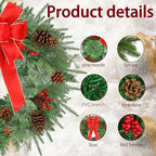 26 Inch Christmas Wreath Decorations,Artificial Wreaths with 50 LED Lights 8 Modes & Timer & Remote Control,144 PVC Tips,Large Red Bow,Pine Cones,Berries for Front Door,Indoor/Outdoor Holiday Decor - Image 3