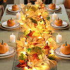 Fall Decorations Lighted Fall Garland, 9FT 50 Count Incandescent Lights Brown Wire UL Certified Connectable Maple Leaves String Lights for Home Fireplace Mantle Thanksgiving Decor - Image 4