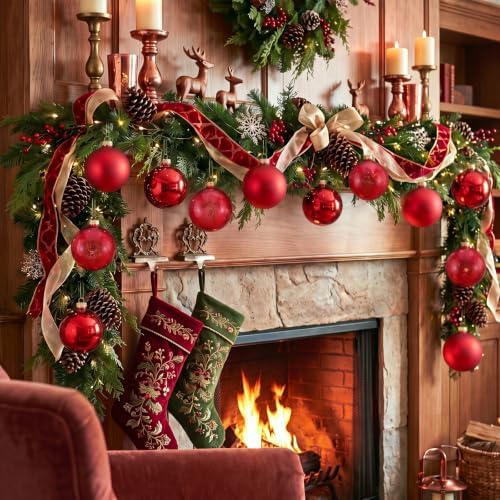 Seenelling 12 Pcs Christmas Glass Ball Ornaments 3.15 Inch, Red - Image 6