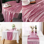 Rose Pink Sequin Table Runner 12 Pack 12''x108 Glitter Table Runner - Image 5