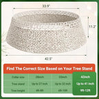 ELYKEN 42 Inch Woven Rattan Christmas Tree Collar, Stylish Seagrass & Water Hyacinth Xmas Tree Skirt for Artificial Trees, Wicker Tree Base Cover with Cord Cut-Out Farmhouse Tree Ring for Home Decor - Image 3
