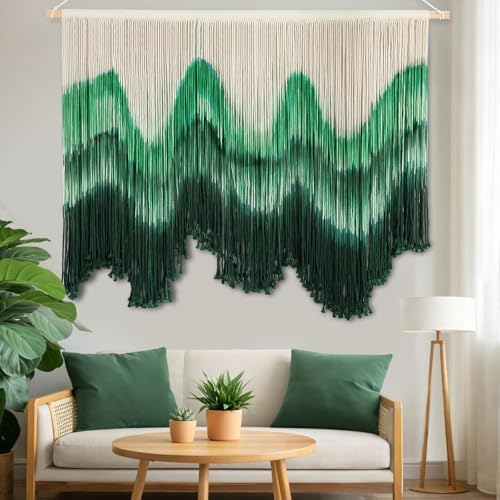 Tiamon Boho Wall Decor - 59''W x 35.4'' L Macrame Wall Hanging Dip-Dye Large Tapestry Art for Home Bathroom Farmhouse Bedroom Living Room Office Natural Modern Rustic Decoration by Tiamon
