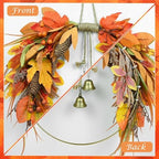 Thanksgiving Fall Wreath for Front Door 15.7 Inch Autumn Wreath Harvest Wreaths with Pine Cones Maple Leaves Berries Autumn Fall Decorations for Porch Wall Outdoor Indoor Festival Party Decor - Image 3