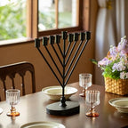 Vintiquewise 9-Branch Rambam-Style Hanukkah Menorah Mid-Century Modern Decorative Accent Traditional Celebration Display and Festive Lighting Centerpiece Ideal for Tables Mantels and Shelves, Black - Image 2