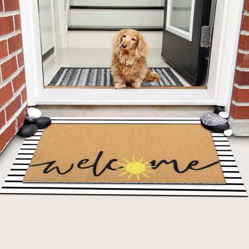 Tinideya 2 Piece Summer Sun Layered Doormat Set for Porch Entryway Decor - Image 5